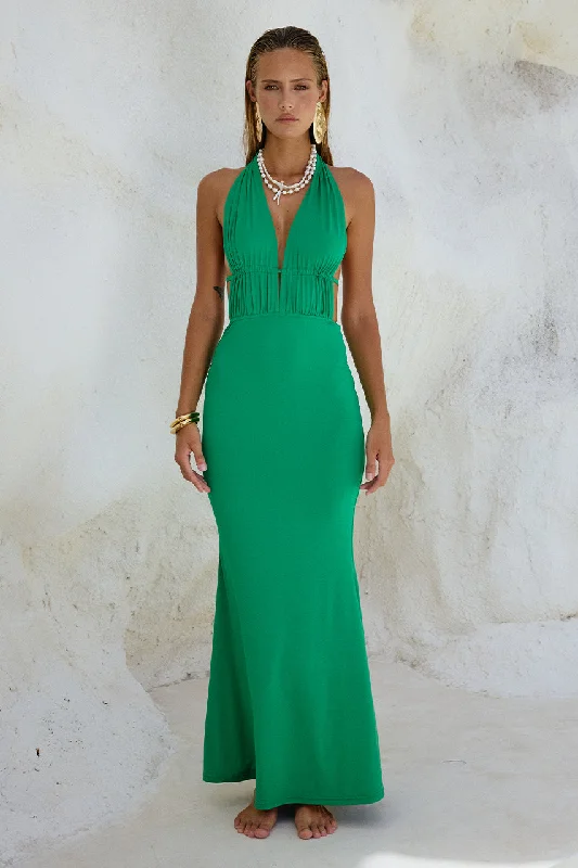 TAPIA MAXI DRESS - PINE Cozy Maxi Dress with Slit