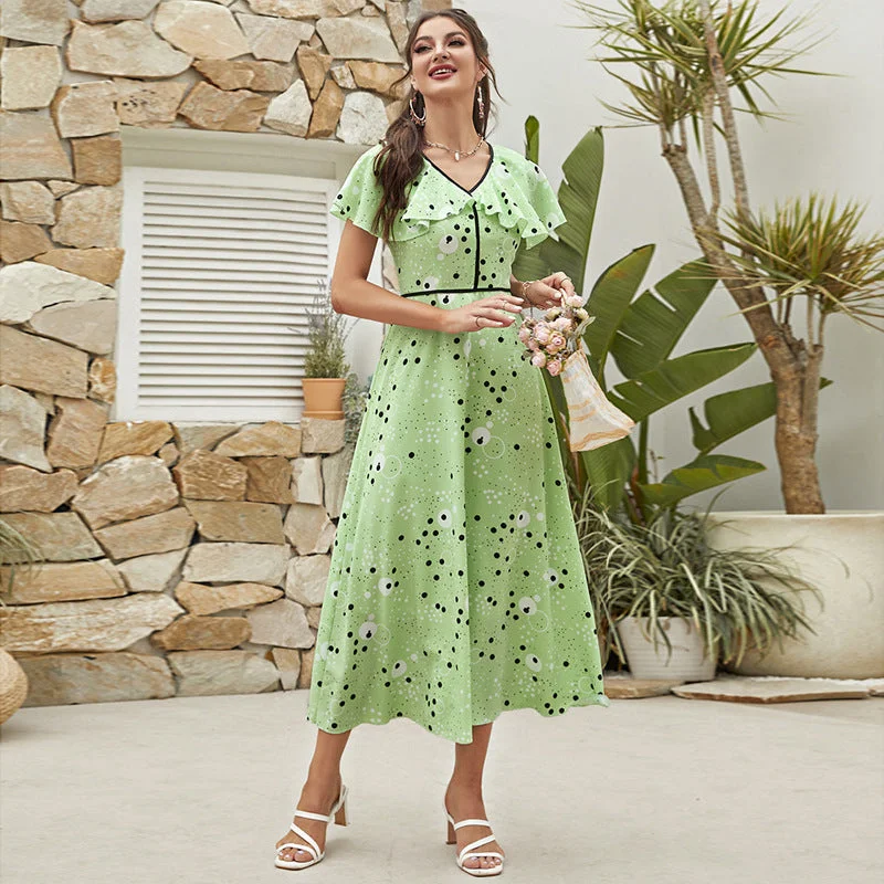 V Neck High Waist Slim Fit Sweet Maxi Dress Cozy Wrap Maxi Dress