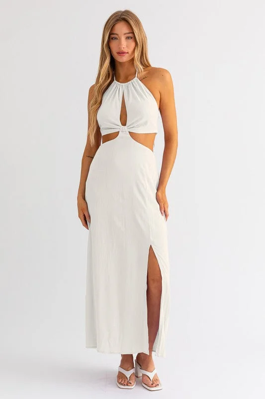 Weekend In Napa Halter Maxi Dress Trendy V-Neck Maxi Dress