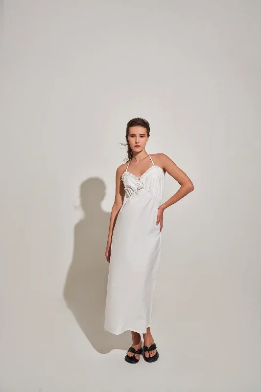 WHITE ROSE DELICATE MAXI DRESS Fashionable Faux Wrap Maxi Dress