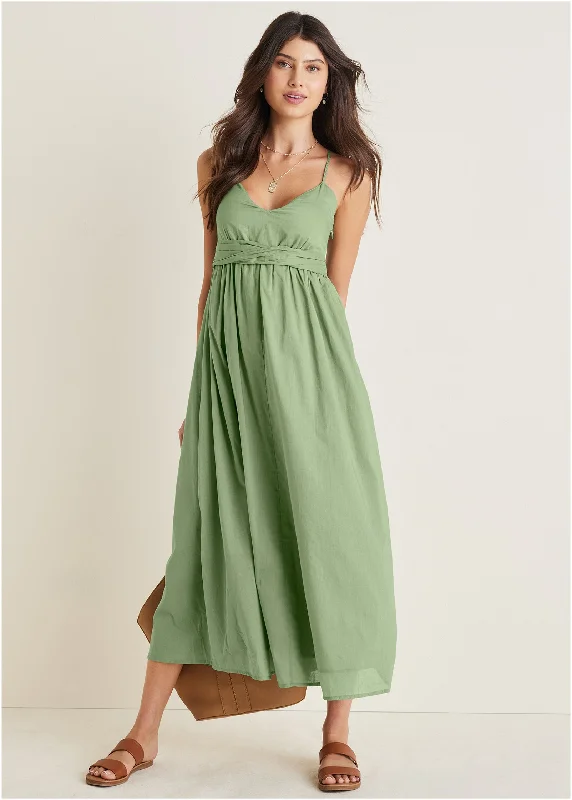 Spaghetti Strap Maxi Dress - Basil Comfortable Long-Sleeve Maxi Dress