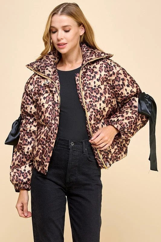 Animal Printed Bow Detail Puffer Jacket Faux Fur Jacket Real Fur Jacket Shearling Jacket Animal Printed Bow Detail Puffer Jacket Faux Fur Jacket Real Fur Jacket Shearling Jacket