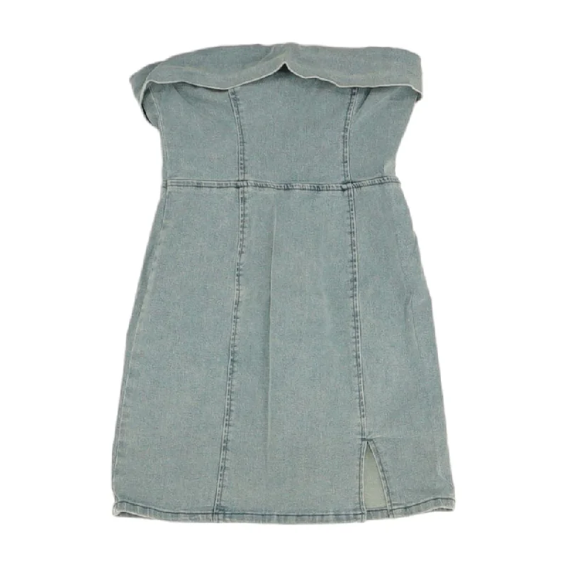 Blue Solid Mini Dress Fashionable Boho-Chic Mini Dress