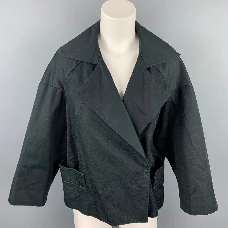 DRIES VAN NOTEN Size S Black Cotton / Polyamide Oversized Jacket Herringbone Jacket Checkered Jacket Solid Jacket DRIES VAN NOTEN Size S Black Cotton / Polyamide Oversized Jacket Herringbone Jacket Checkered Jacket Solid Jacket