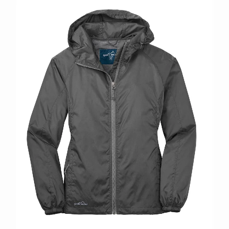 Eddie Bauer Women's Grey Steel Packable Wind Jacket Knit Fabric Woven Fabric Fleece Fabric Eddie Bauer Women's Grey Steel Packable Wind Jacket Knit Fabric Woven Fabric Fleece Fabric