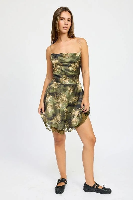 Emory Park Cowl Neck Mini Dress With Back Tie Cozy Knit Mini Dress