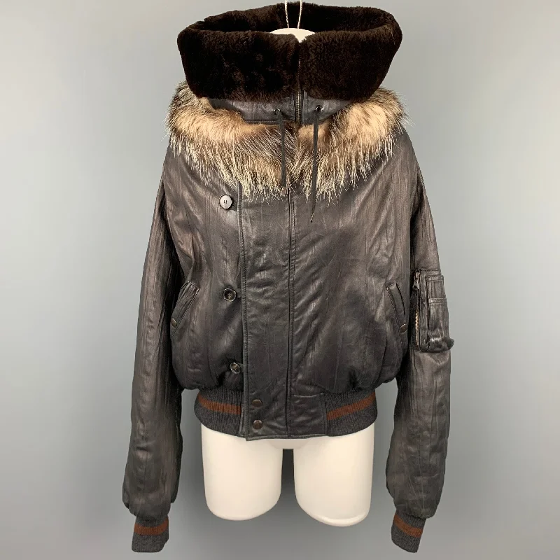 JEAN PAUL GAULTIER Femme Size S Black Leather Sheep Skin Turtleneck Collar Jacket Cotton Jacket Linen Jacket Terry Jacket JEAN PAUL GAULTIER Femme Size S Black Leather Sheep Skin Turtleneck Collar Jacket Cotton Jacket Linen Jacket Terry Jacket