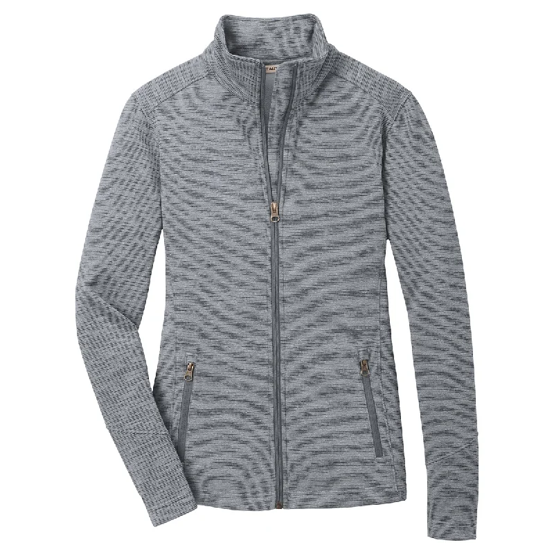 Port Authority Women's Grey Digi Stripe Fleece Jacket Satin Jacket Silk Jacket Chiffon Jacket