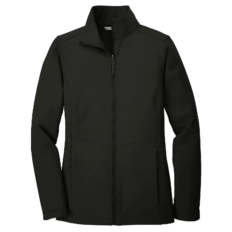 Port Authority Women's Deep Black Collective Soft Shell Jacket Knit Jacket Woven Jacket Fleece Jacket Port Authority Women's Deep Black Collective Soft Shell Jacket Knit Jacket Woven Jacket Fleece Jacket