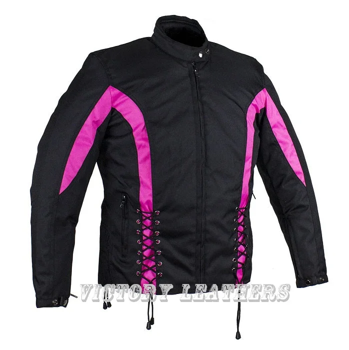 Ladies Black & Pink Nylon Riding Jacket LJ266PK Knit Jacket Woven Jacket Fleece Jacket Ladies Black & Pink Nylon Riding Jacket LJ266PK Knit Jacket Woven Jacket Fleece Jacket