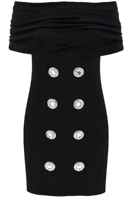 BALMAIN mini dress with boat neckline Comfortable Linen Mini Dress