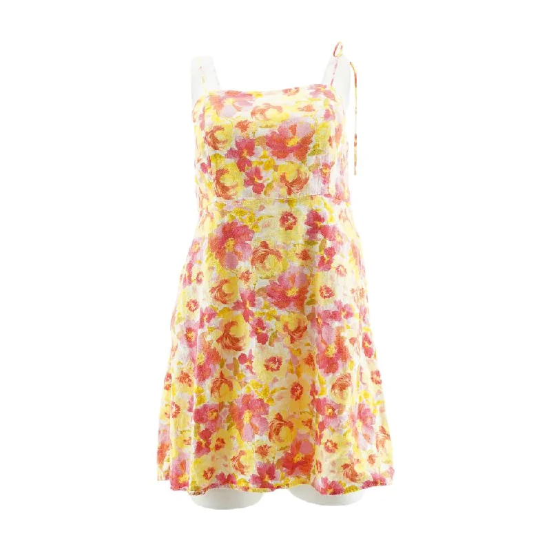 Multi Floral Mini Dress Elegant Silk Mini Dress