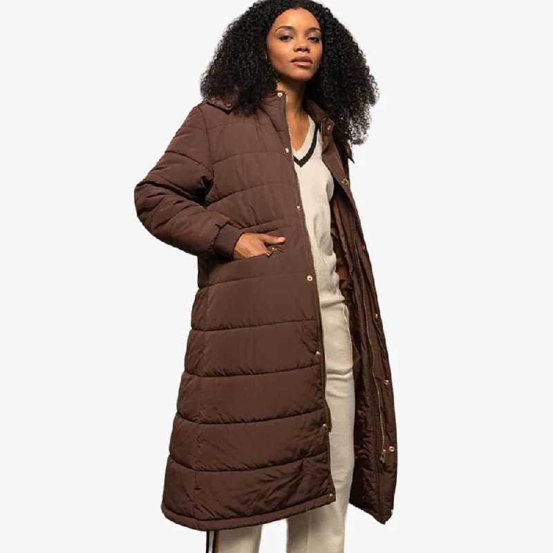 Polo Womens Mia Longer Length Puffer Jacket Chestnut Cotton Fabric Linen Fabric Terry Fabric Polo Womens Mia Longer Length Puffer Jacket Chestnut Cotton Fabric Linen Fabric Terry Fabric