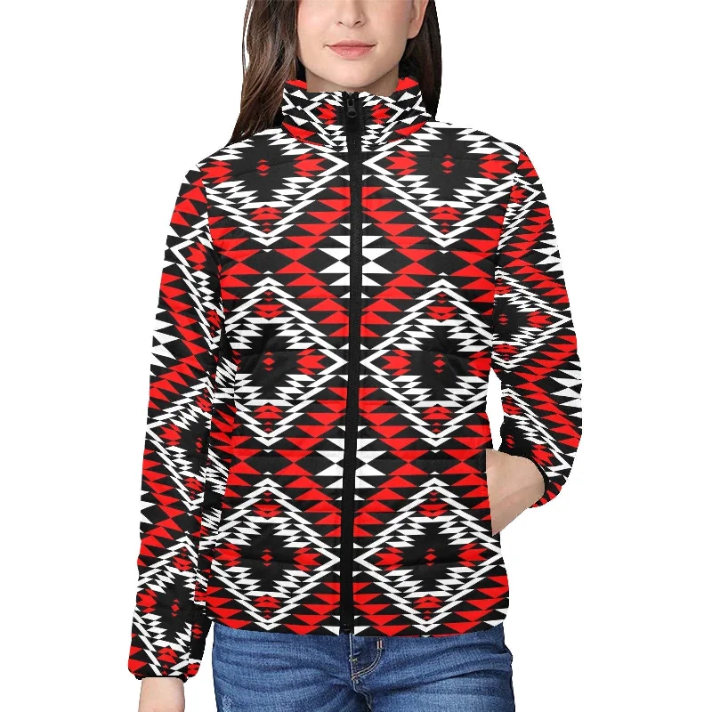 Taos Wool Women's Stand Collar Padded Jacket Front Pockets Side Pockets Patch Pockets