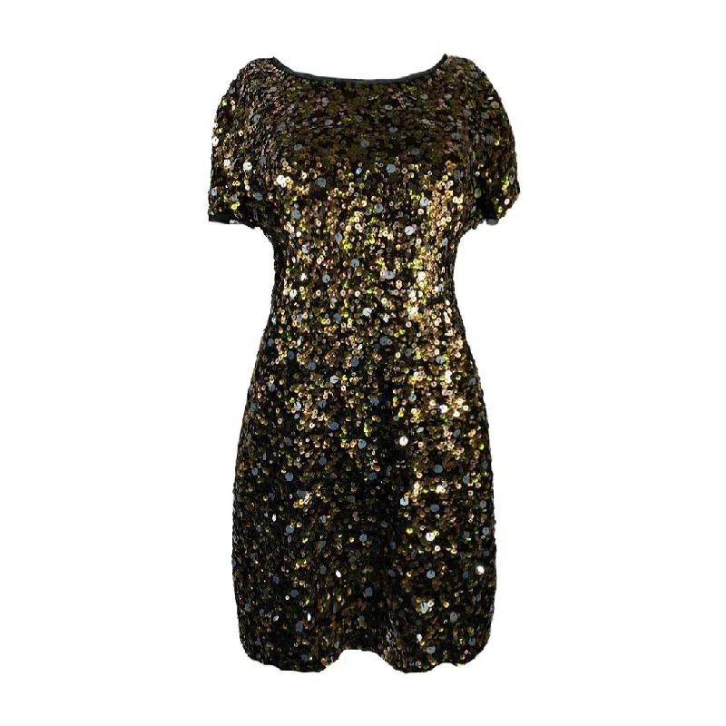 TIBI Gold Sequin Mini Dress US 8 | UK 12 Chic Bohemian Mini Dress