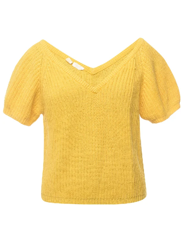 Yellow Jumper - L Chenille Blend Fleece Blend Nylon Blend