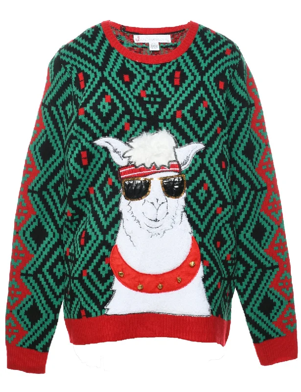 Animal Design Christmas Jumper - L Jersey Fabric Tulle Fabric Batik Fabric