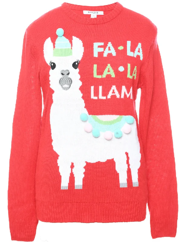 Animal Design Christmas Jumper - M Boxy Sweater Fitted Sweater A-Line