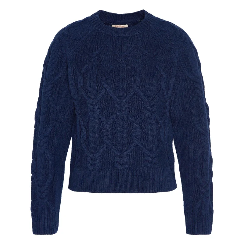 Barbour Elisha Knitted Ladies Jumper - Navy Rayon Fabric Velvet Fabric Corduroy Fabric