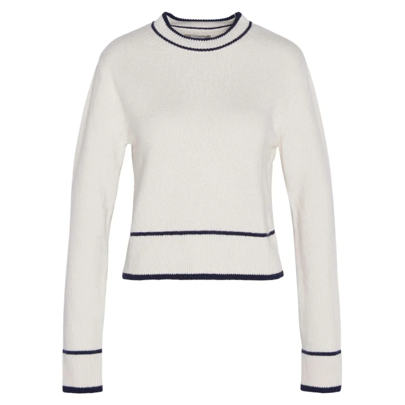Barbour Rochelle Knitted Ladies Jumper - Cloud Boat Neck Shawl Collar Notched Collar