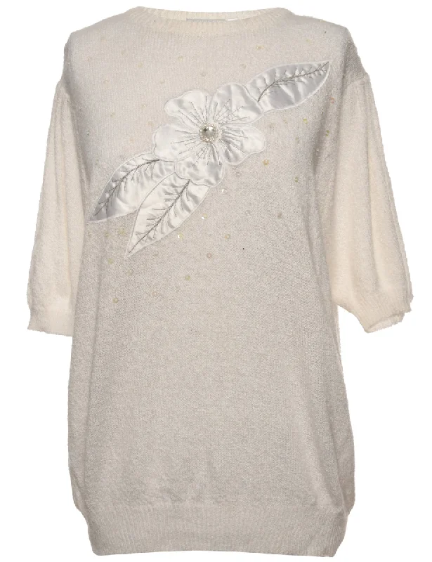 Embroidered Jumper - M Long Sweater Short Sweater Cropped Sweater