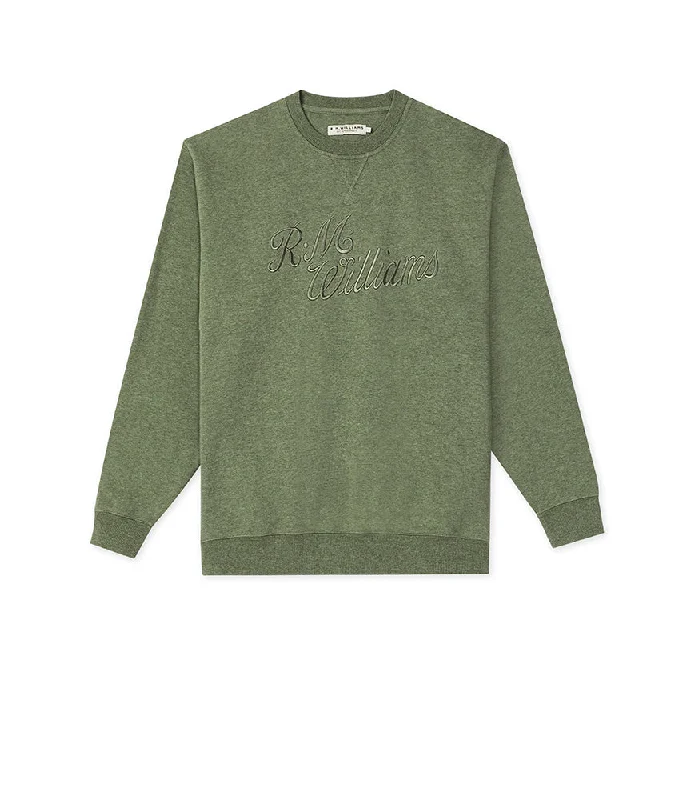 R.M.W. Script Crew Neck Jumper - Khaki Collared Crew Neck Turtle Neck