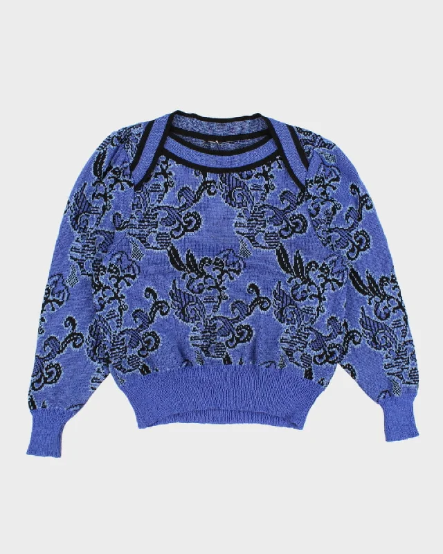 Vintage Women's Knit Jumper - M Lace Blend Ribbed Blend Corduroy Blend