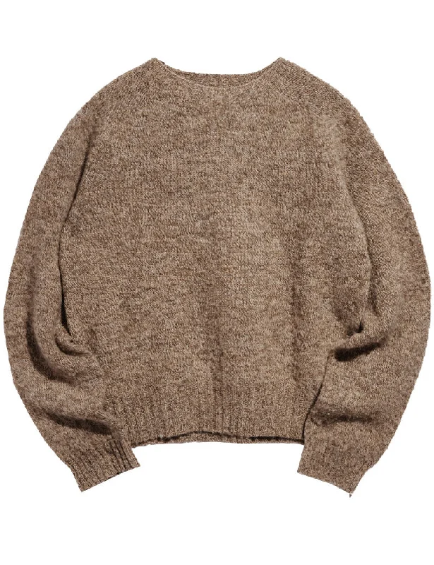 YMC Earth Jets Crew Neck Jumper Natural Cashmere Blend Cotton Blend Poly Blend