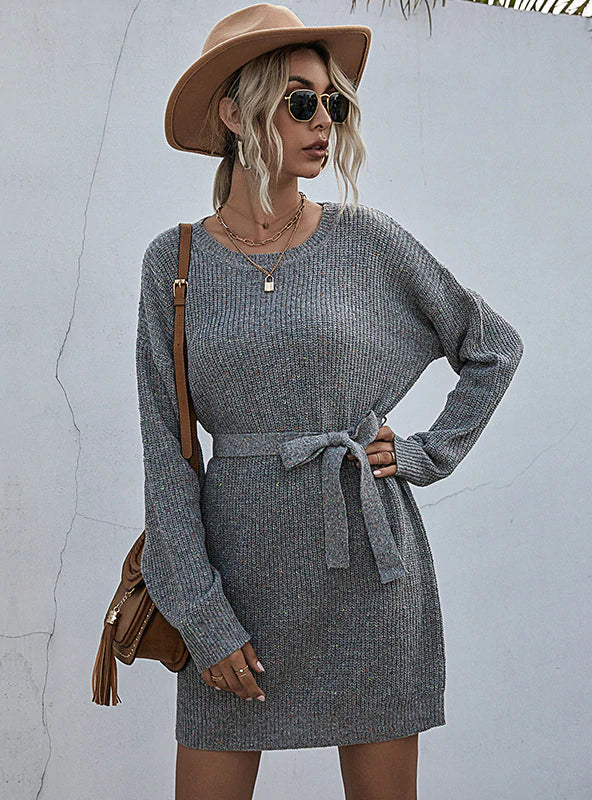 TIE-UP SWEATER LOOSE SWEATER DRESS