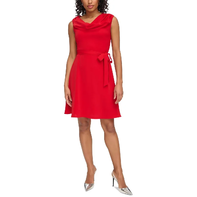 Womens Polyester Fit & Flare Dress