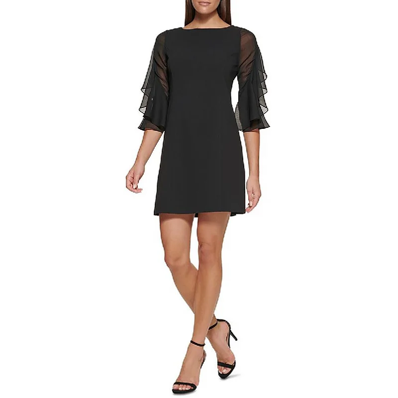 Womens Sheath Flutter Sleeve Sheath Dress