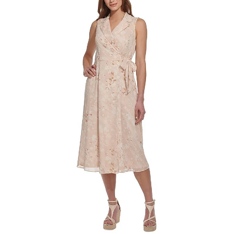 Womens Side Tie V-Neck Evening Dress