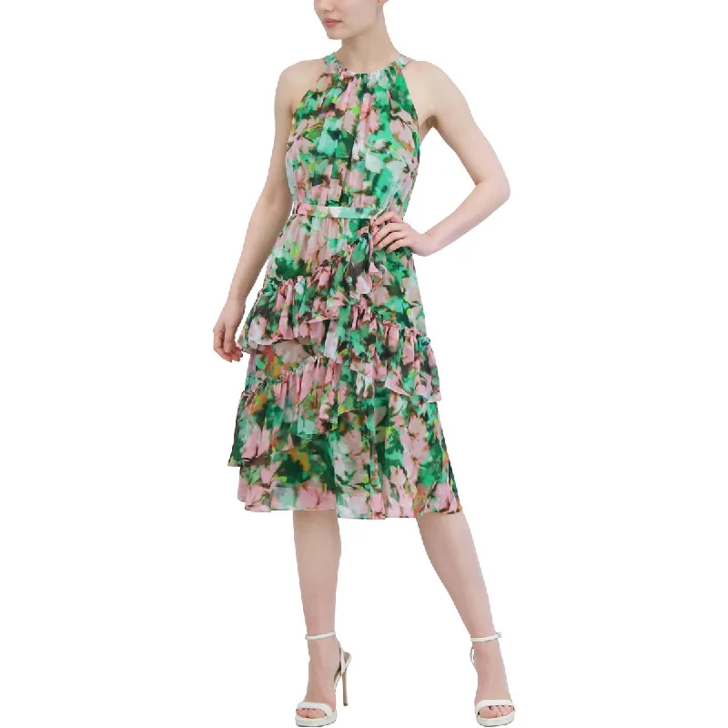 Womens Halter Knee Length Sundress