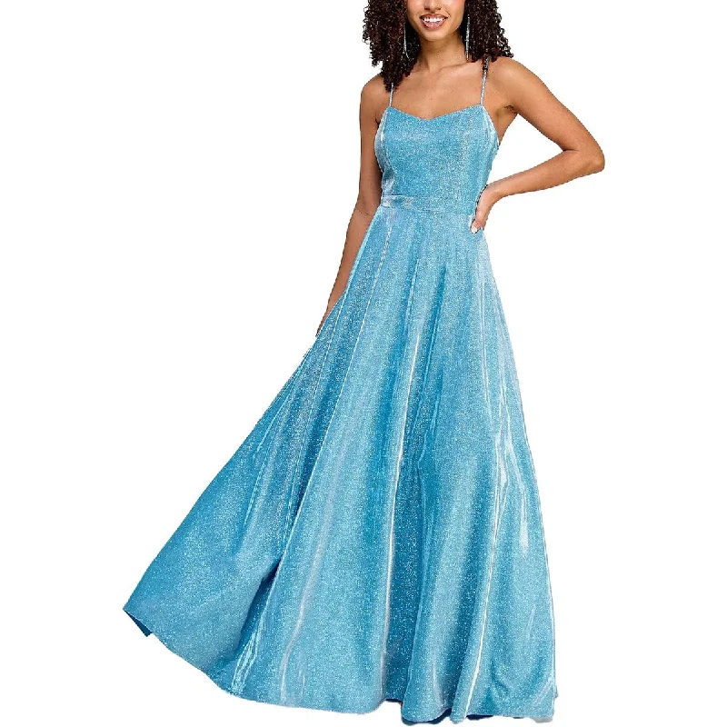 City Studio Womens Juniors Shimmer Long Evening Dress
