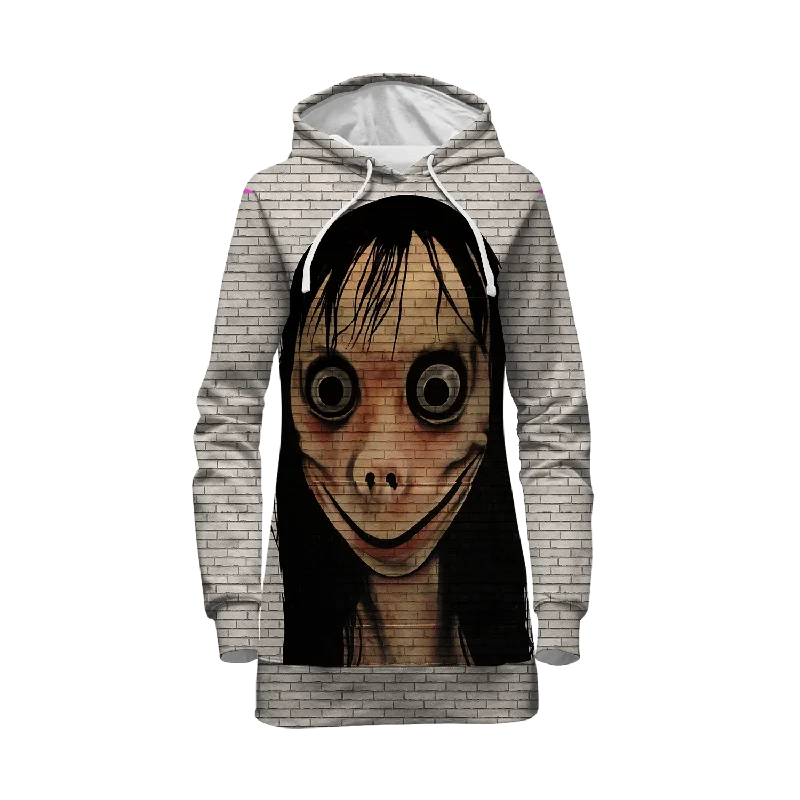 Creepy Girl Smile Hoodie Dress