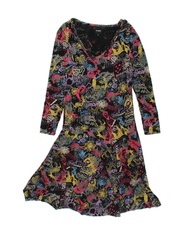 DESIGUAL Womens Abstract Pattern A-Line Dress UK 12 Medium Multicoloured