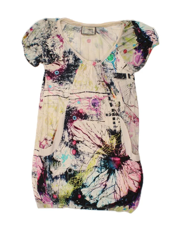 DESIGUAL Womens Graphic Sheath Dress UK 12 Medium Multicoloured Viscose