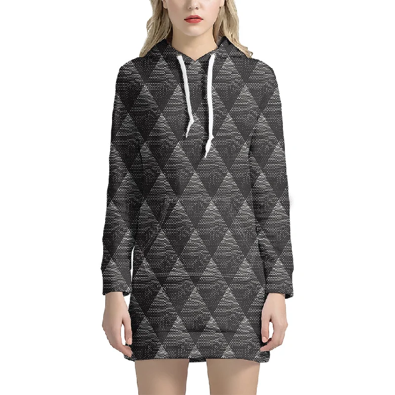 Dot Geometric Triangle Pattern Print Pullover Hoodie Dress