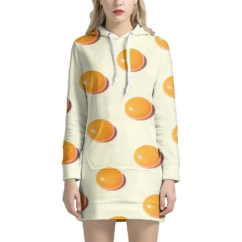 Egg Yolk Pattern Print Pullover Hoodie Dress