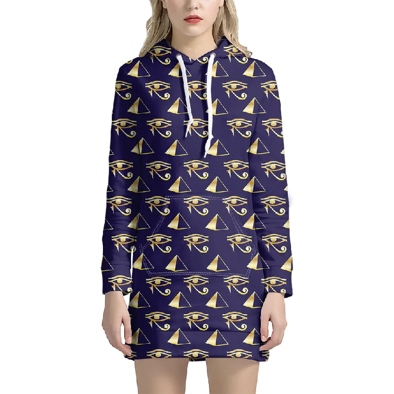 Egypt Eye Of Horus Pattern Print Pullover Hoodie Dress