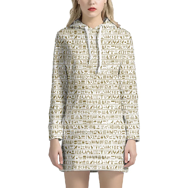 Egypt Hieroglyphs Pattern Print Pullover Hoodie Dress