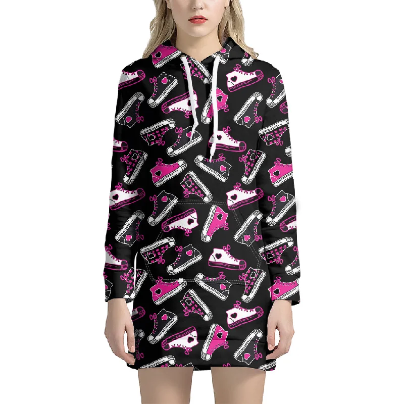 Emo Shoes Pattern Print Pullover Hoodie Dress