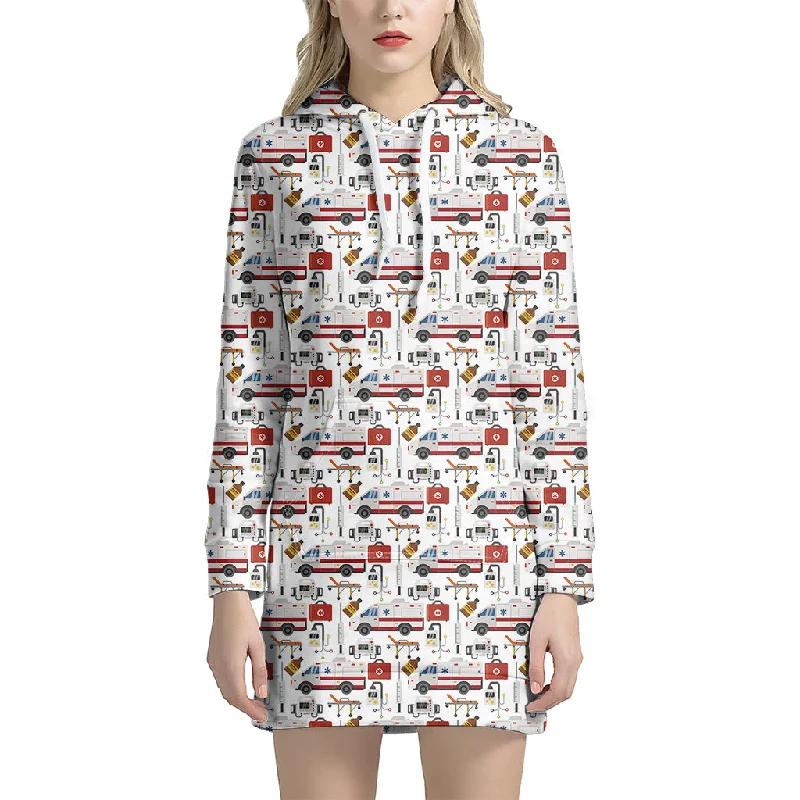 EMS Paramedic Pattern Print Pullover Hoodie Dress