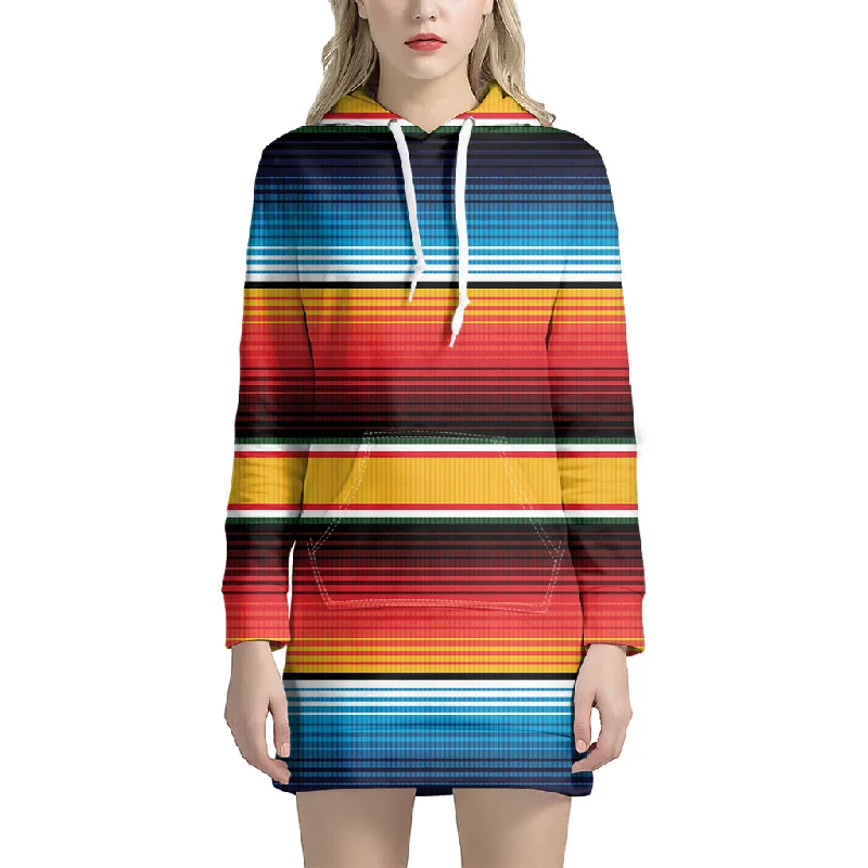 Ethnic Serape Blanket Pattern Print Pullover Hoodie Dress