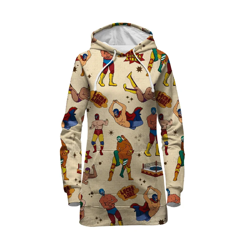 Lucha Libre Pattern Hoodie Dress