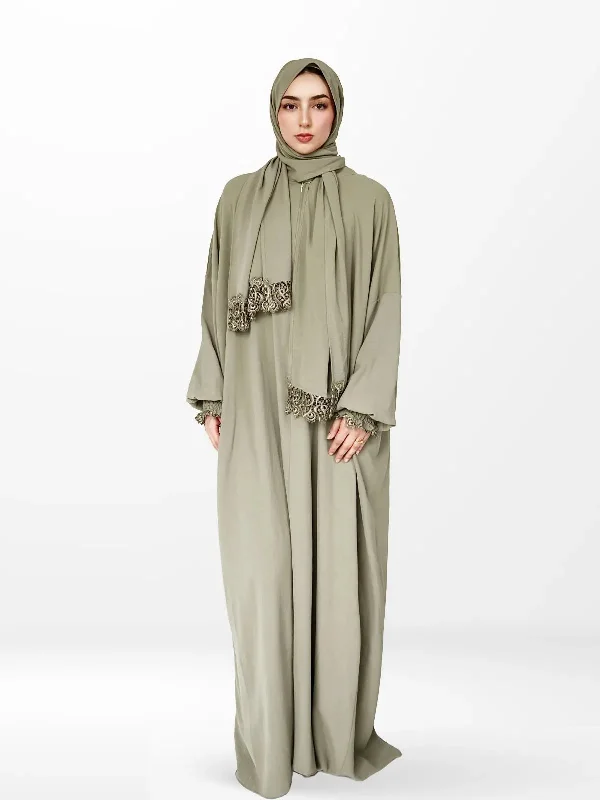 One-Piece Prayer Set Dress & Abaya with attached Hijab - Plain