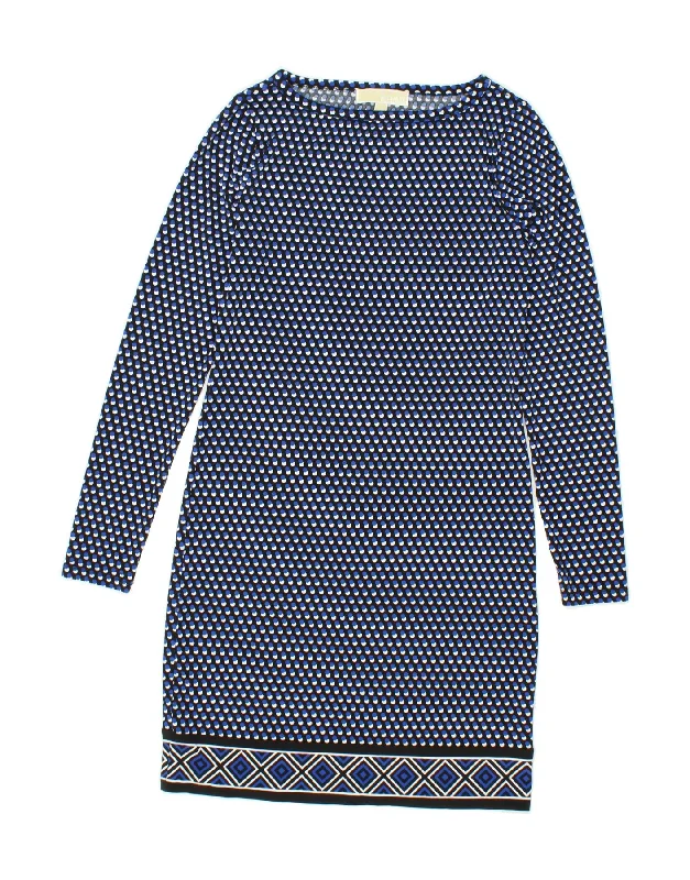 MICHAEL KORS Womens Loose Fit Sheath Dress UK 6 XS Blue Spotted