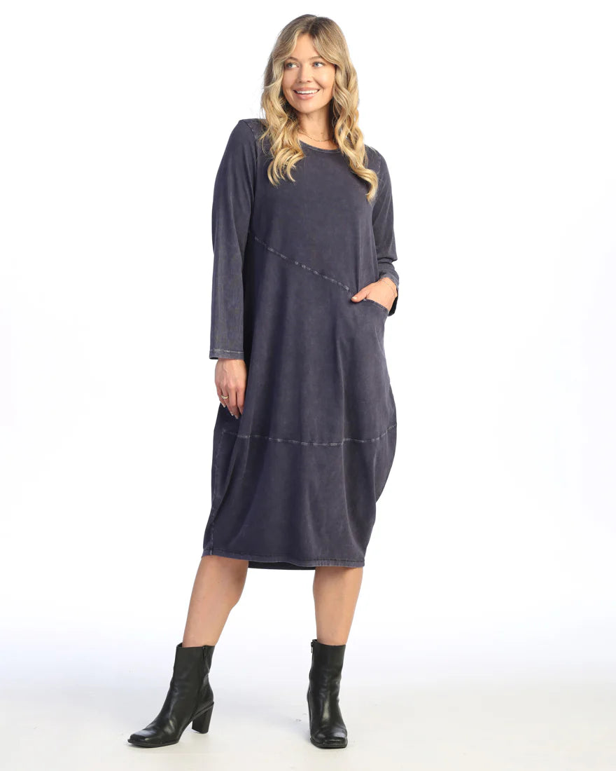 MINERAL WASH COTTON COCOON POCKET DRESS-JESS AND JANE