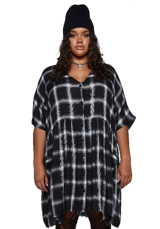 Plus Not Your Babydoll Plaid Dress