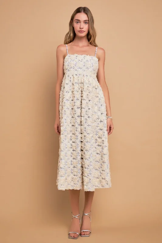 English Factory - Ribbon Embroidery Puff Dress